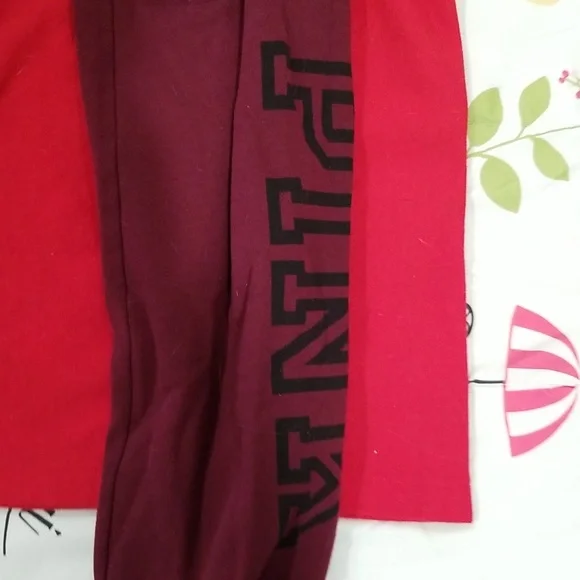 Maroon and black size medium womens sweatpants by pink - Picture 2 of 4